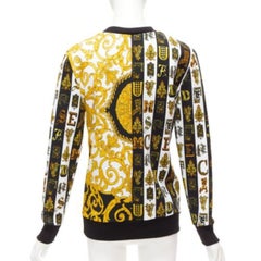 VERSACE mixed archive Barocco print cotton crew neck sweater IT36 XXS