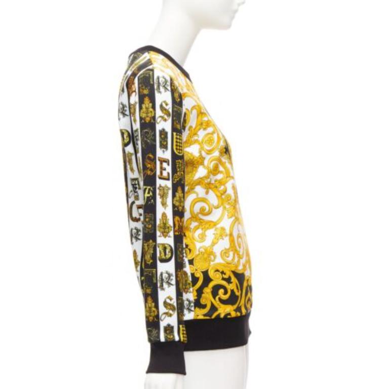 VERSACE mixed archive Barocco print cotton crew neck sweater IT36 XXS In Good Condition For Sale In Hong Kong, NT