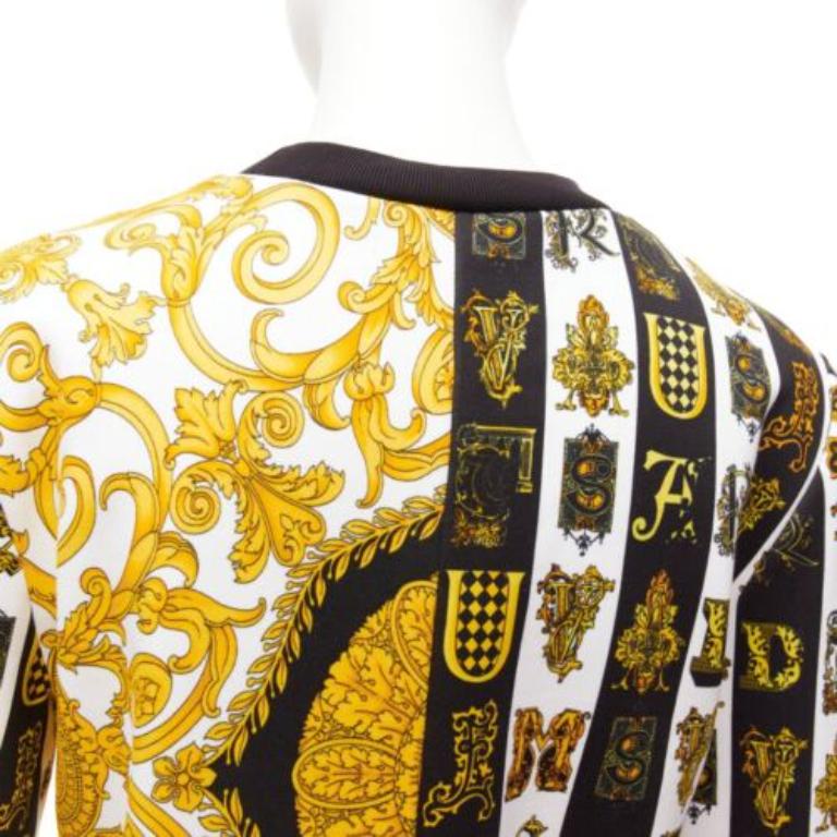 VERSACE mixed archive Barocco print cotton crew neck sweater IT36 XXS For Sale 1