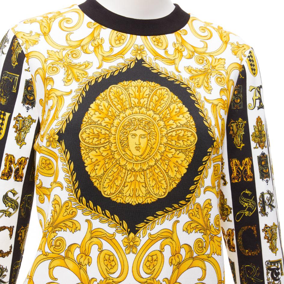 VERSACE mixed archive Barocco print cotton crew neck sweater IT36 XXS For Sale 3
