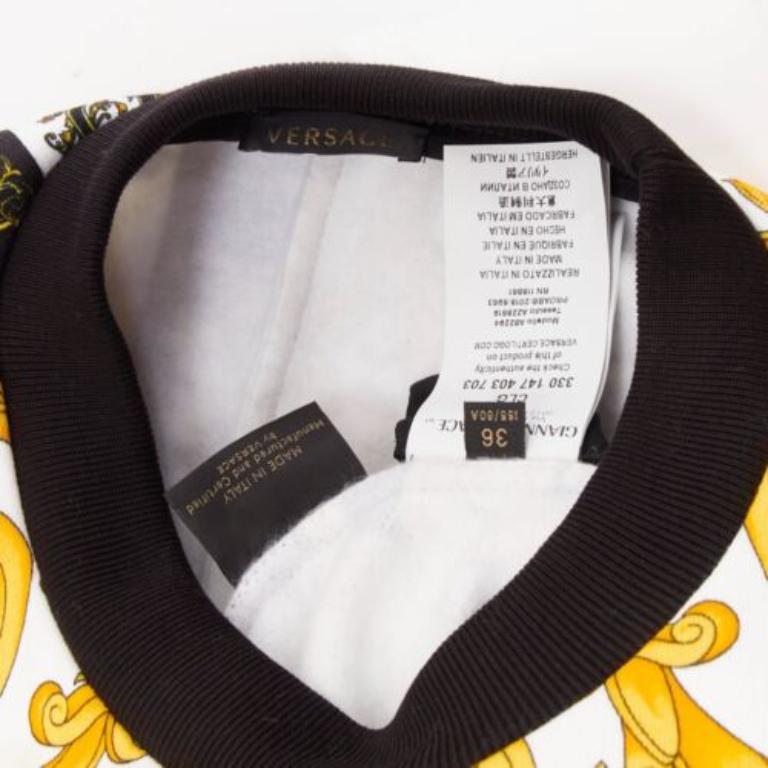 VERSACE mixed archive Barocco print cotton crew neck sweater IT36 XXS For Sale 3