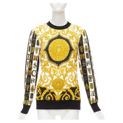 VERSACE mixed archive Barocco print cotton crew neck sweater IT36 XXS