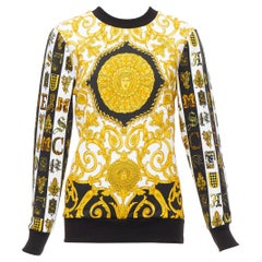 VERSACE mixed archive Barocco print cotton crew neck sweater IT36 XXS