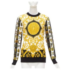 VERSACE mixed archive Barocco print cotton crew neck sweater IT36 XXS