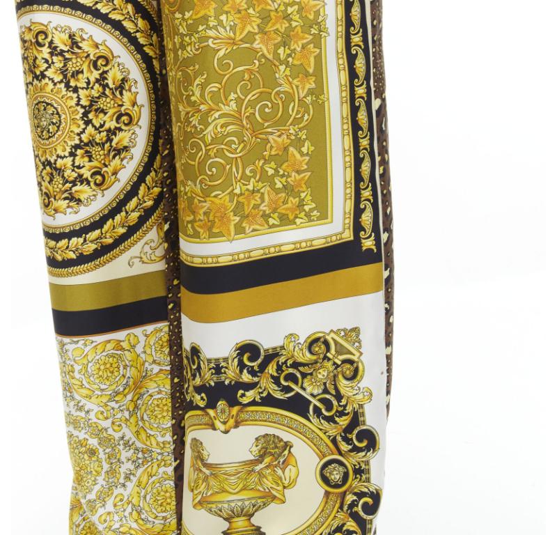 VERSACE Mosaic Barocco 2021 100% silk gold baroque leopard pants IT48 M 3