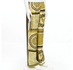 VERSACE Mosaic Barocco 2021 silk gold baroque leopard relaxed pants IT46 S