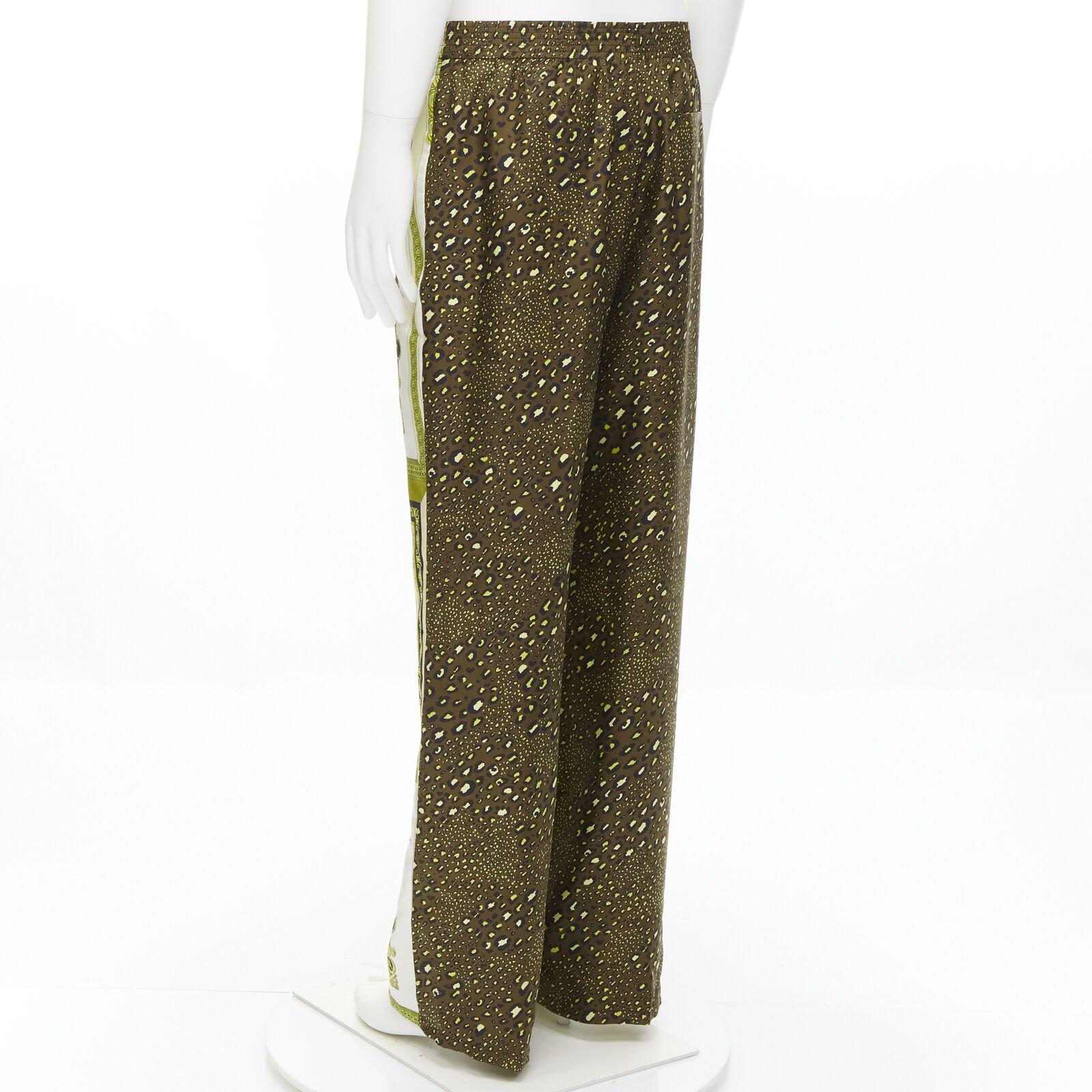 VERSACE Mosaic Barocco 2021 silk gold baroque leopard relaxed pants IT50 L For Sale 1