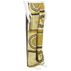 VERSACE Mosaico Barocco 2021 seta oro barocco leopardo pantaloni rilassati IT50 L.A.