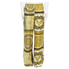 VERSACE Mosaic Barocco 2021 silk gold baroque leopard relaxed pants IT50 L