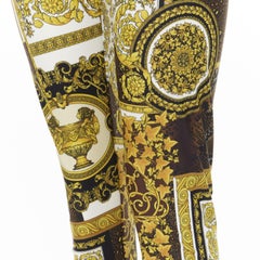 VERSACE Mosaic Barocco black gold brown print stretchy leggings IT40 S