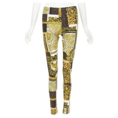 VERSACE Barocco noir or marron écailles legging stretch IT42 M