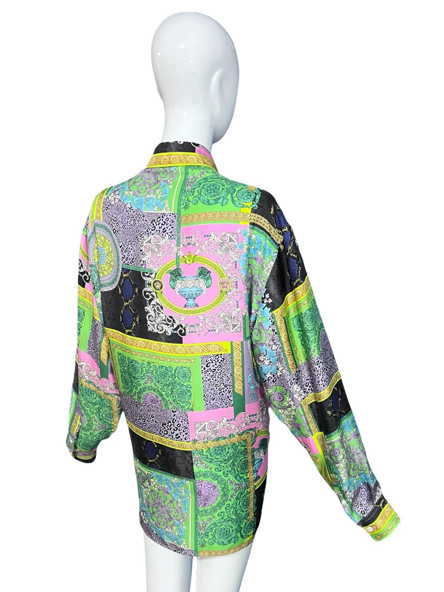 Camicia Versace Mosaico Barocco in seta Resort 2021 Uomo XL 3