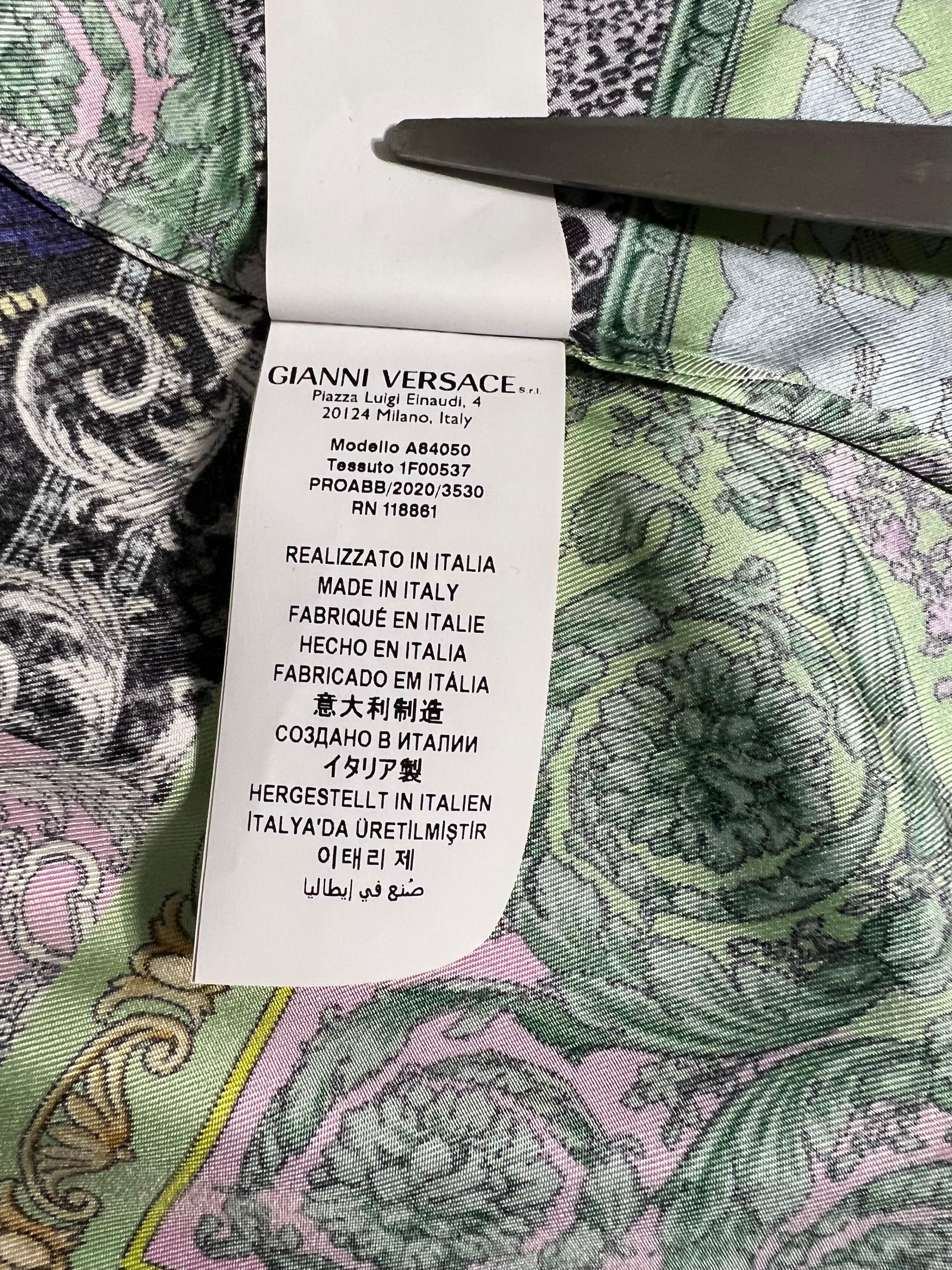 Camicia Versace Mosaico Barocco in seta Resort 2021 Uomo XL 7