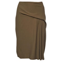 Versace Moss Green Crepe Draped Knee-Length Skirt M