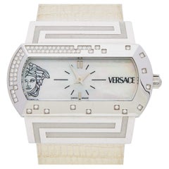 Versace Mother of Pearl Diamond Stainless Steel Lizard PSQ99 Women's Wristwatch