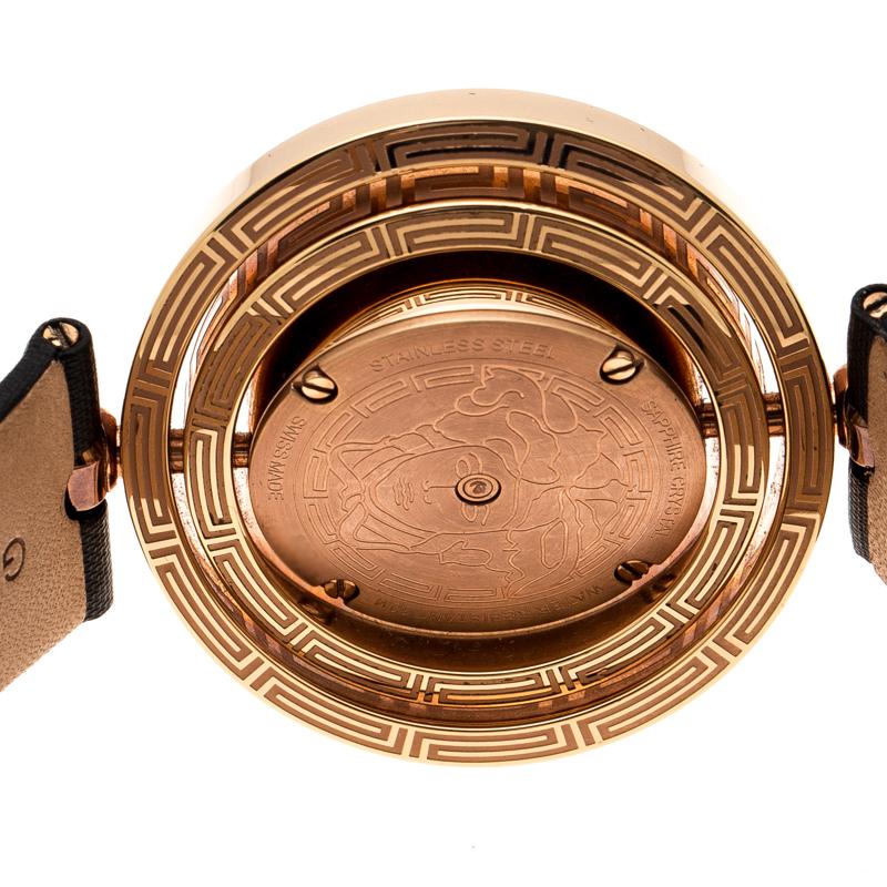 Contemporary Versace Mother of Pearl Gold Plated Stainless Eon 80Q Women's Wristwatch 39 mm