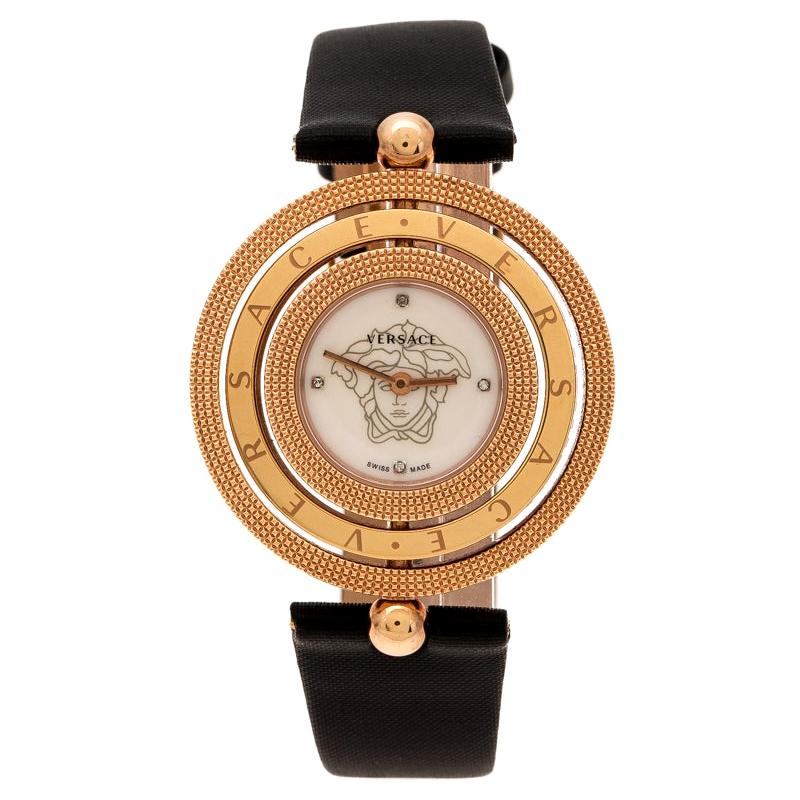Versace Mother of Pearl Gold Plated Stainless Eon 80Q Women's Wristwatch 39 mm