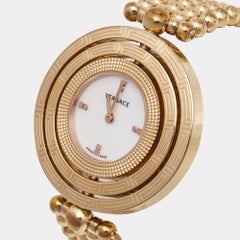 Versace Mother of Pearl Rose Gold Plated Stainless Steel Eon 80Q Women's