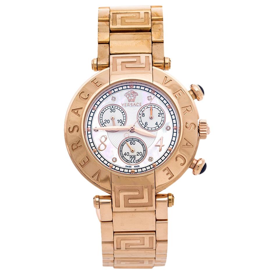 Versace Mother of Pearl Rose Gold Plated Steel Reve 68C Women's Wristwatch 40 mm