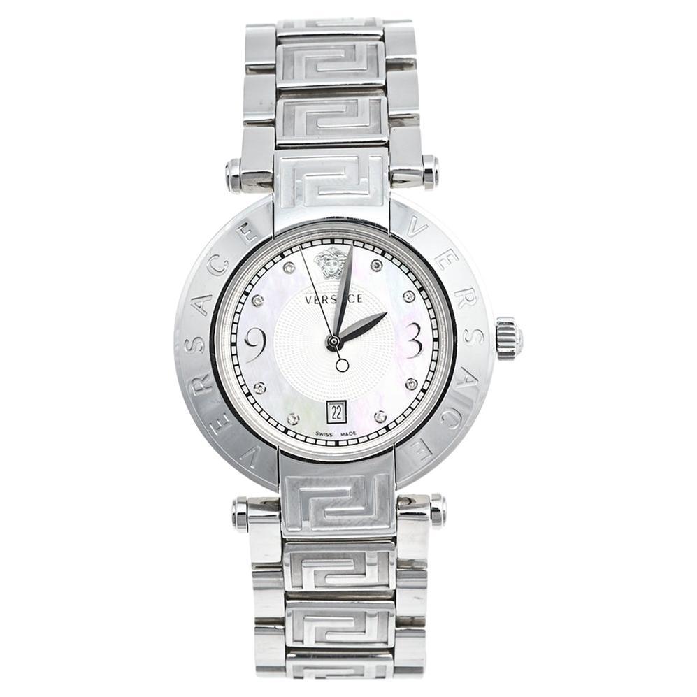 Versace Mother Of Pearl Stainless Steel Reve 68Q Women's Wristwatch 35 mm