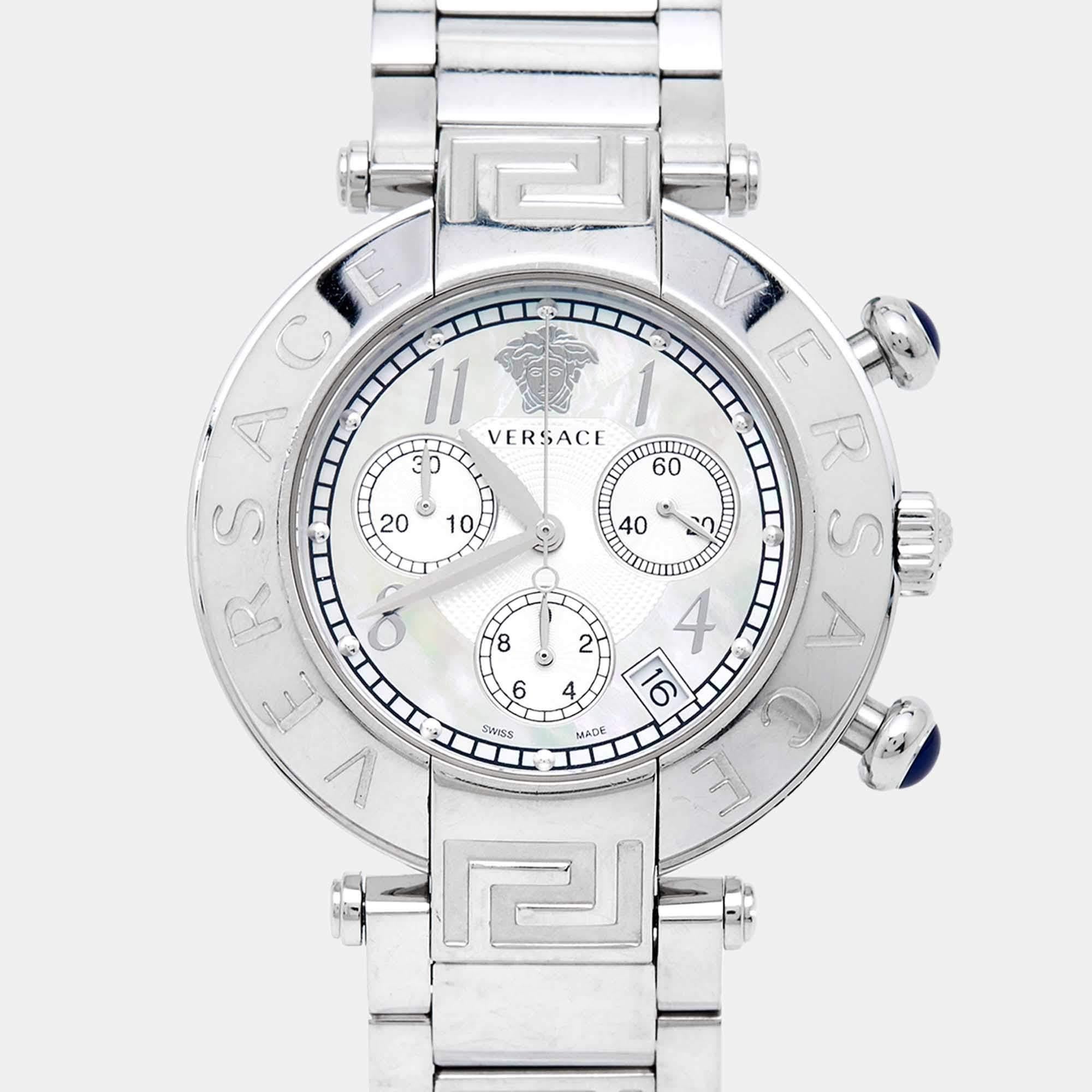 Versace Mother Of Pearl Stainless Steel Reve Q5C Women's Wristwatch 40 mm 3
