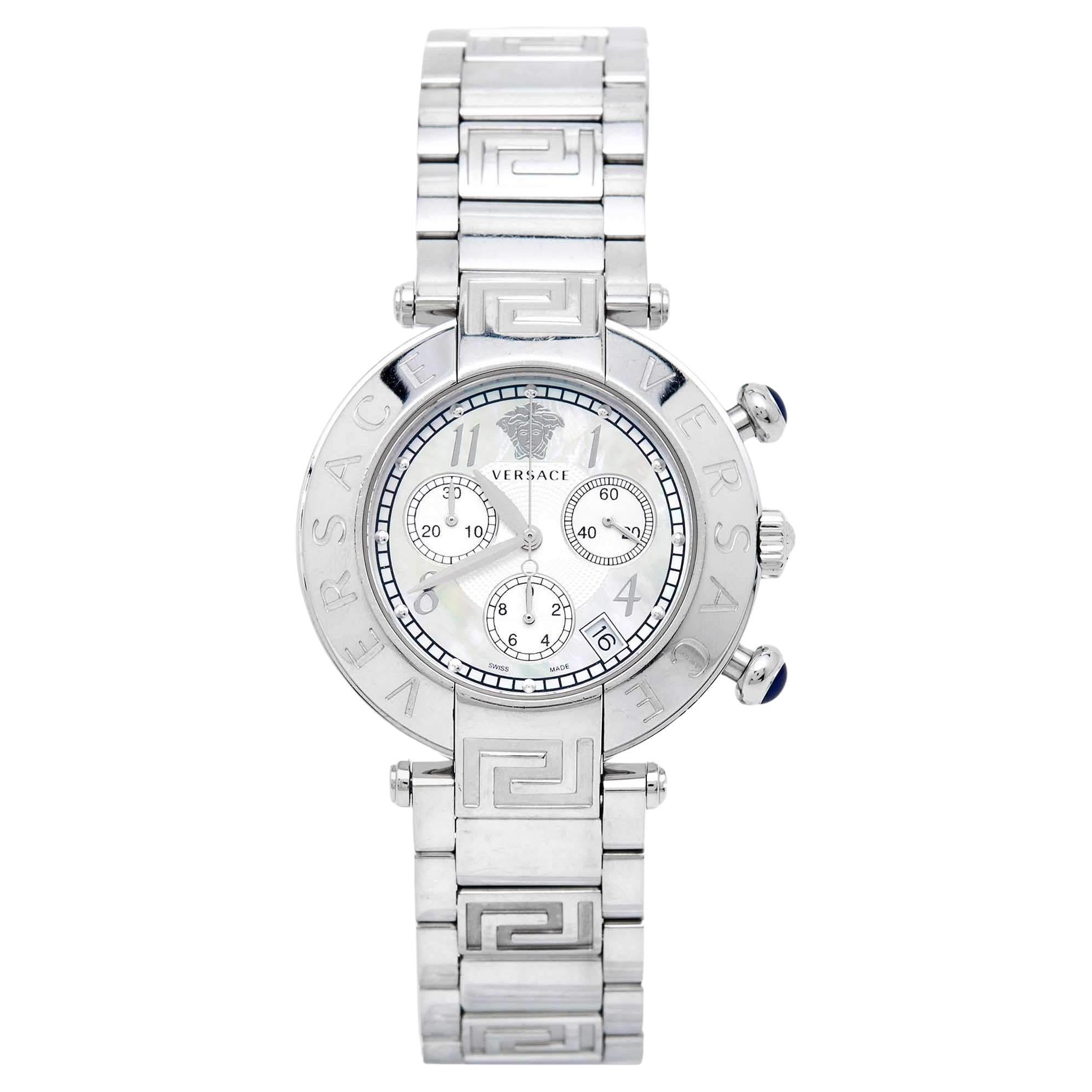 Versace Mother Of Pearl Stainless Steel Reve Q5C Women's Wristwatch 40 mm