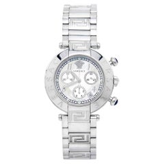 Versace Montre-bracelet Reve Q5C en acier inoxydable et nacre pour femme 40 mm