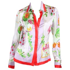 Versace multi color Silk Flower Print Blouse