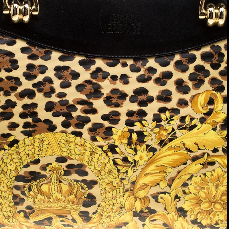 Versace Multicolor Baroque Leopard Print Tote 2