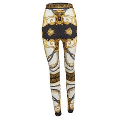 Versace Mehrfarbige Skinny-Hose aus Strick mit Barockdruck M
