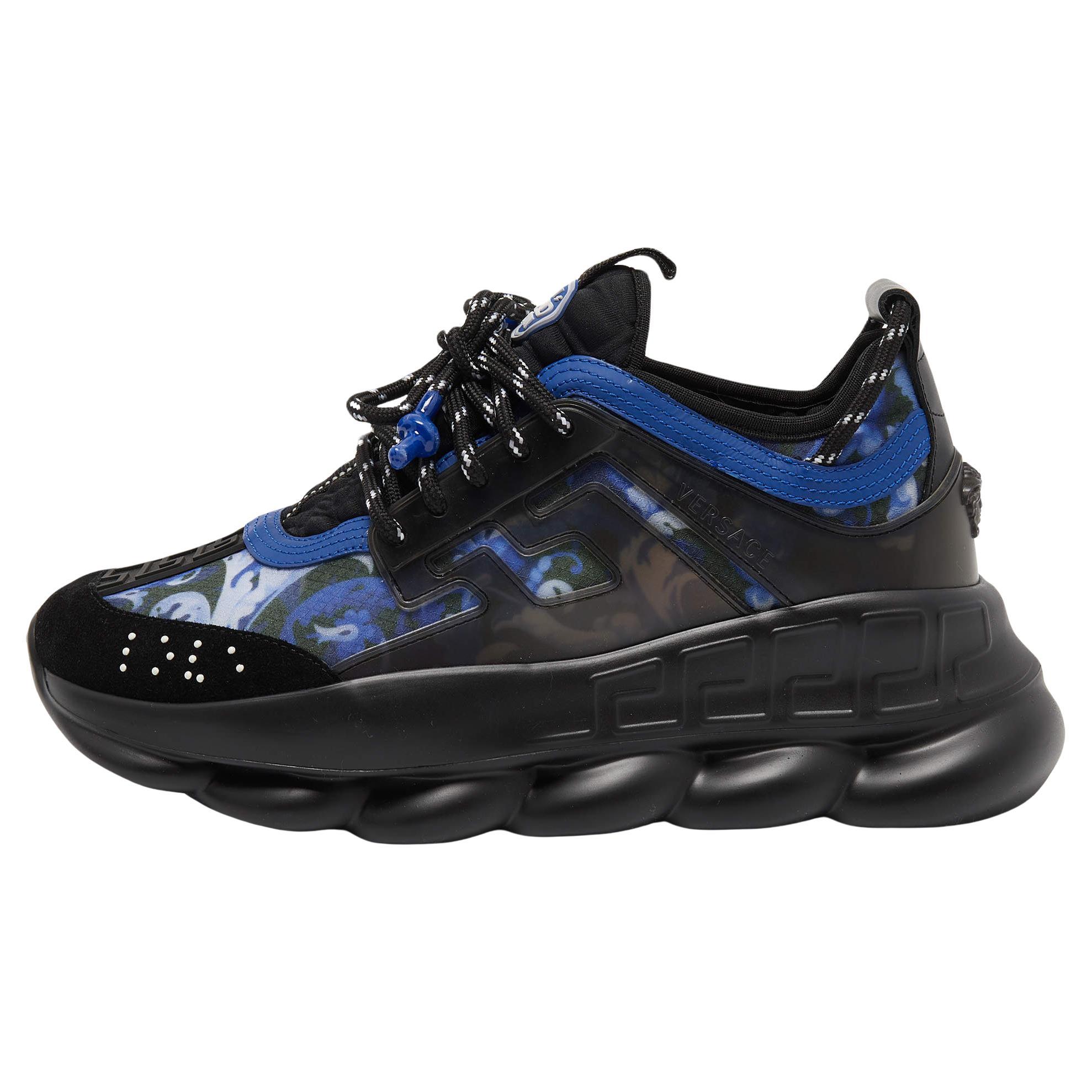 Versace chain reaction black multicolor rubber suede hot sale