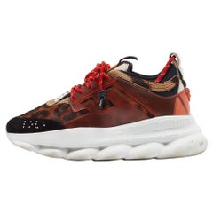 Versace Multicolor Calf Hair and PVC Chain Reaction Lace Up Sneakers Size 43
