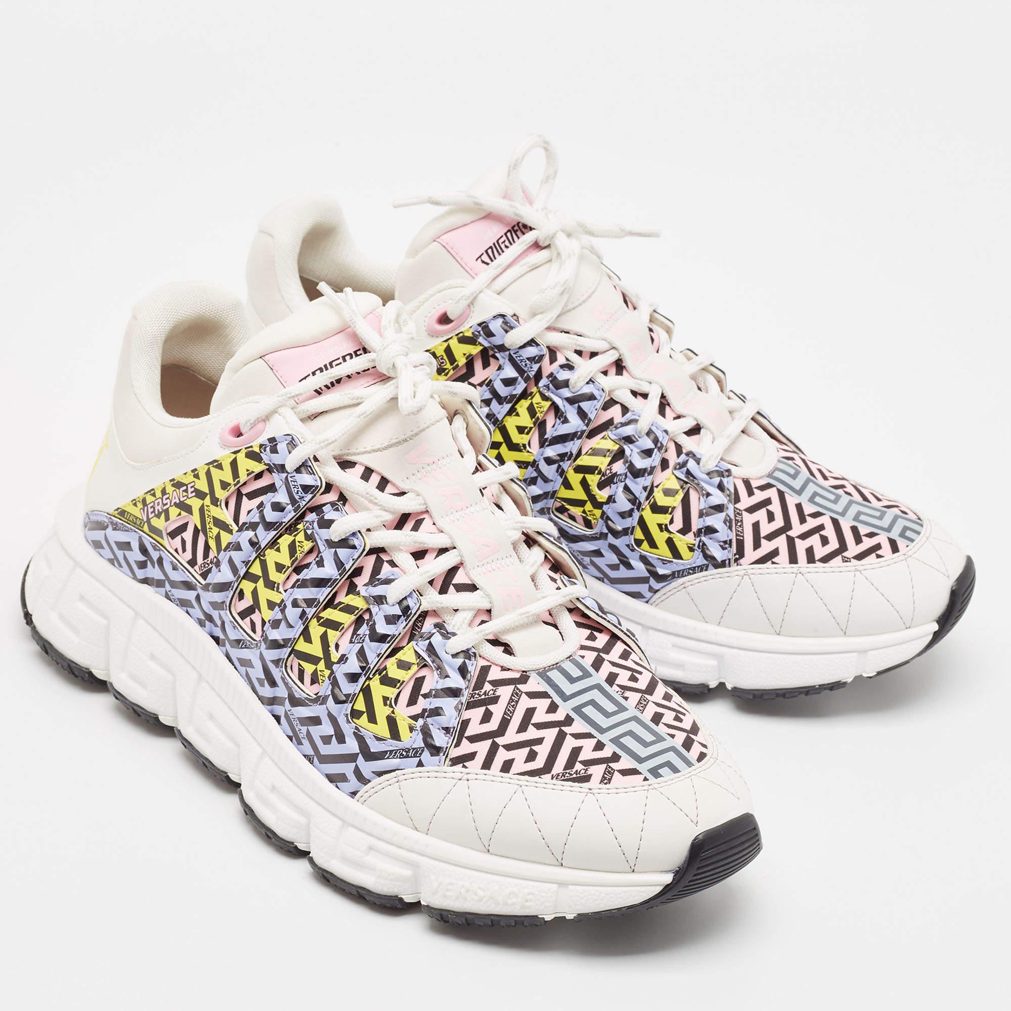 Baskets Trigreca à lacets Versace multicolores en toile et cuir, taille 45 Neuf - En vente à Dubai, Al Qouz 2