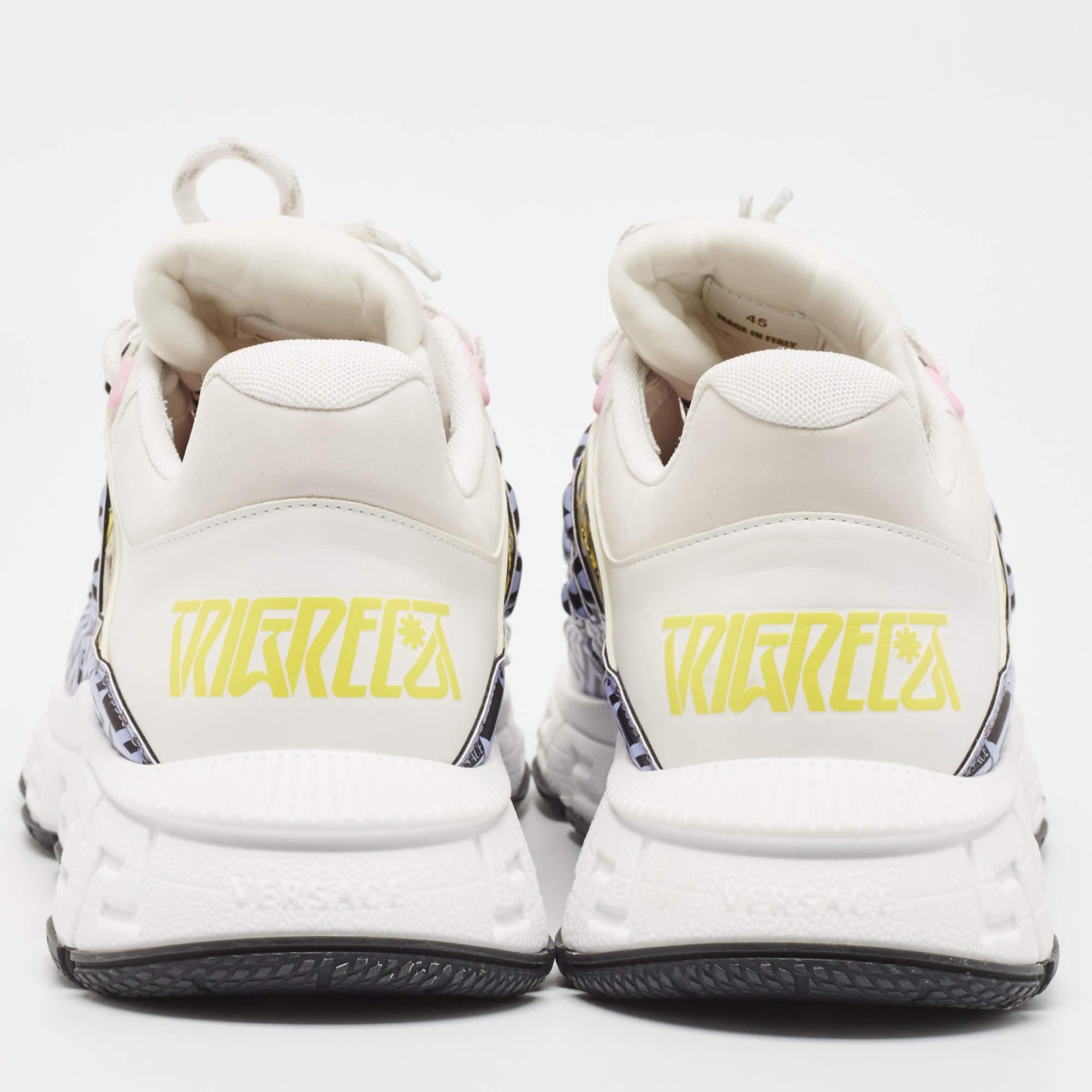 Baskets Trigreca à lacets Versace multicolores en toile et cuir, taille 45 Pour hommes en vente