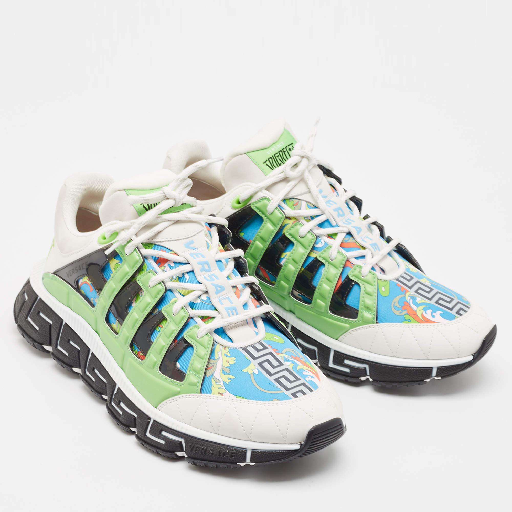 Baskets Trigreca à lacets Versace multicolores en toile et cuir, taille 46 Neuf - En vente à Dubai, Al Qouz 2