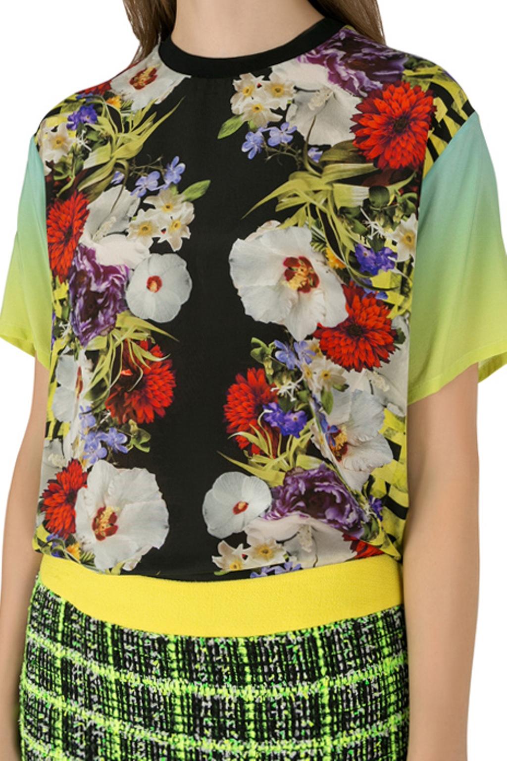 Beige Versace Multicolor Floral Print Silk Ombre Sleeve Detail Crew Neck T Shirt M