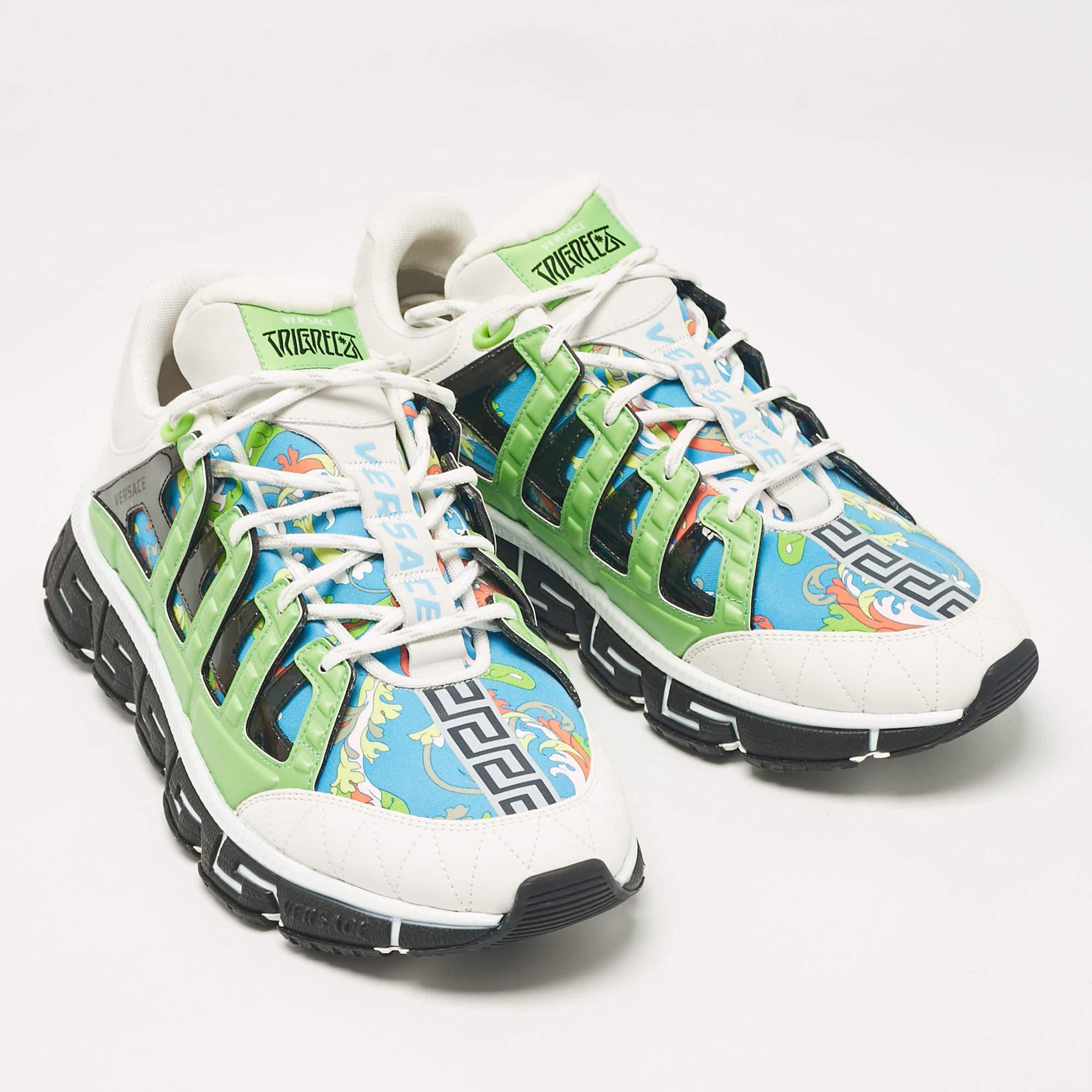 Baskets Trigreca Versace multicolores en cuir et toile à lacets, taille 46 Neuf - En vente à Dubai, Al Qouz 2