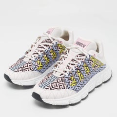Versace Trigreca Turnschuhe aus mehrfarbigem Leder und Stoff Größe 41