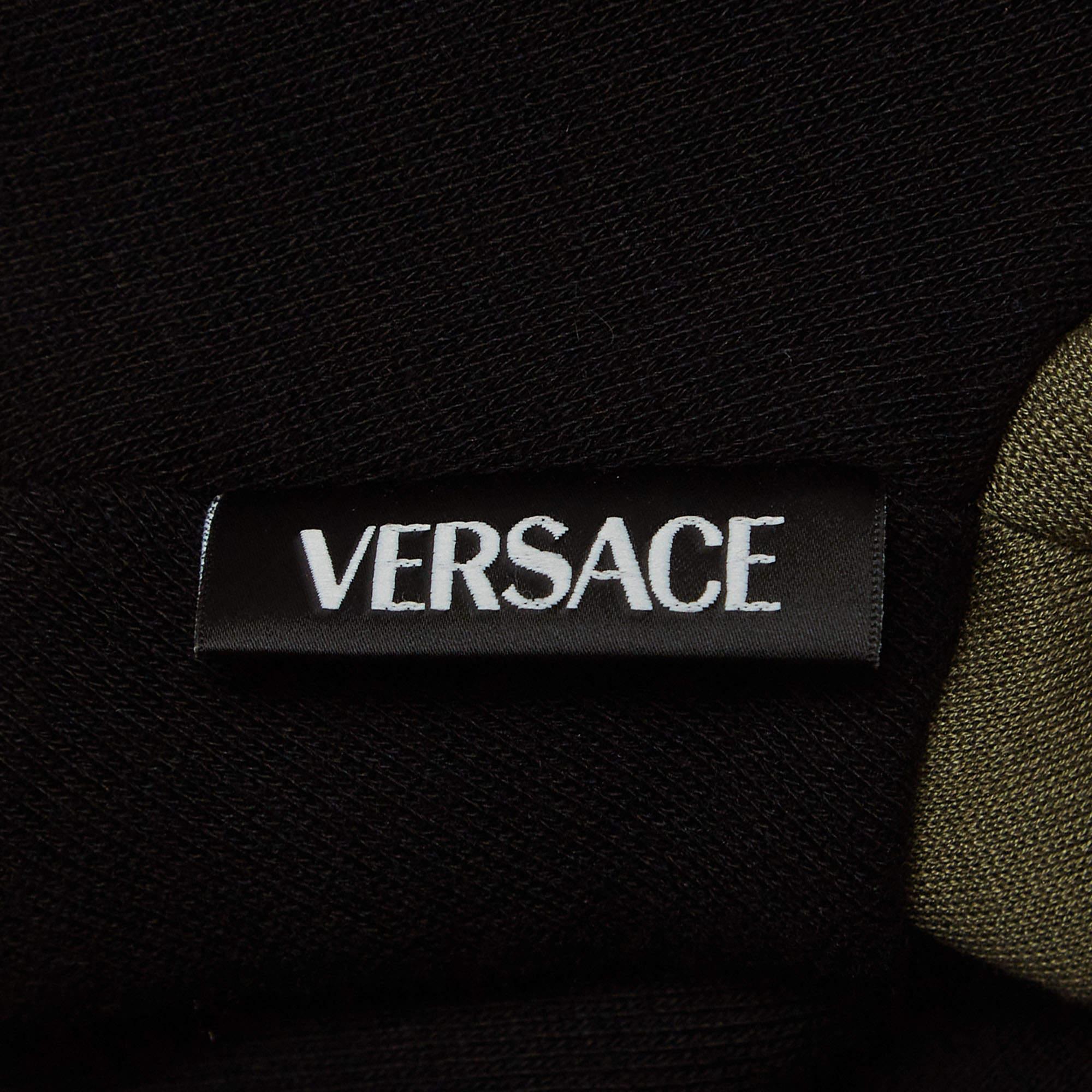Versace Multicolor Logo Print Cotton-Blend Cropped Hoodie XS 1