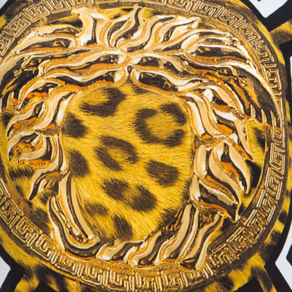 Versace Multicolor Medusa and Leopard Print Silk Boxy Fit Blouse S 1