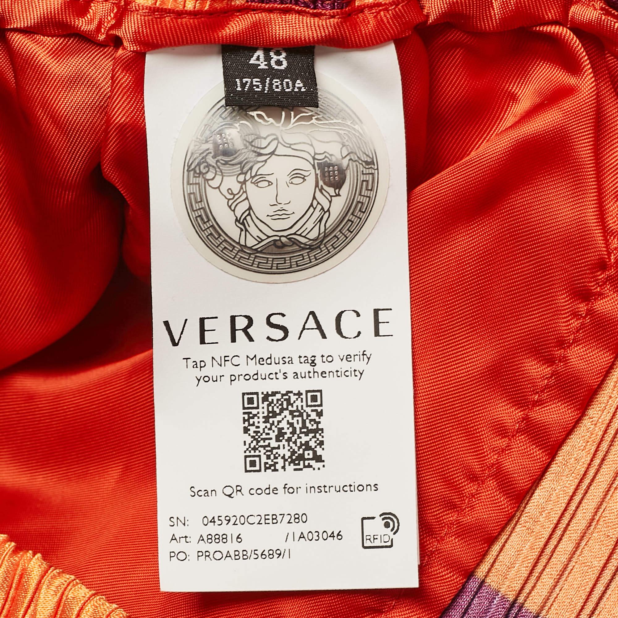 Men's Versace Multicolor Medusa Print Satin Plisse College Fit Shorts M For Sale
