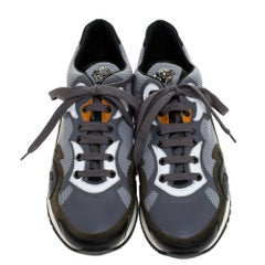 Versace Multicolor Mesh, Leather And Suede Medusa Logo Low Top Sneaker Size 42