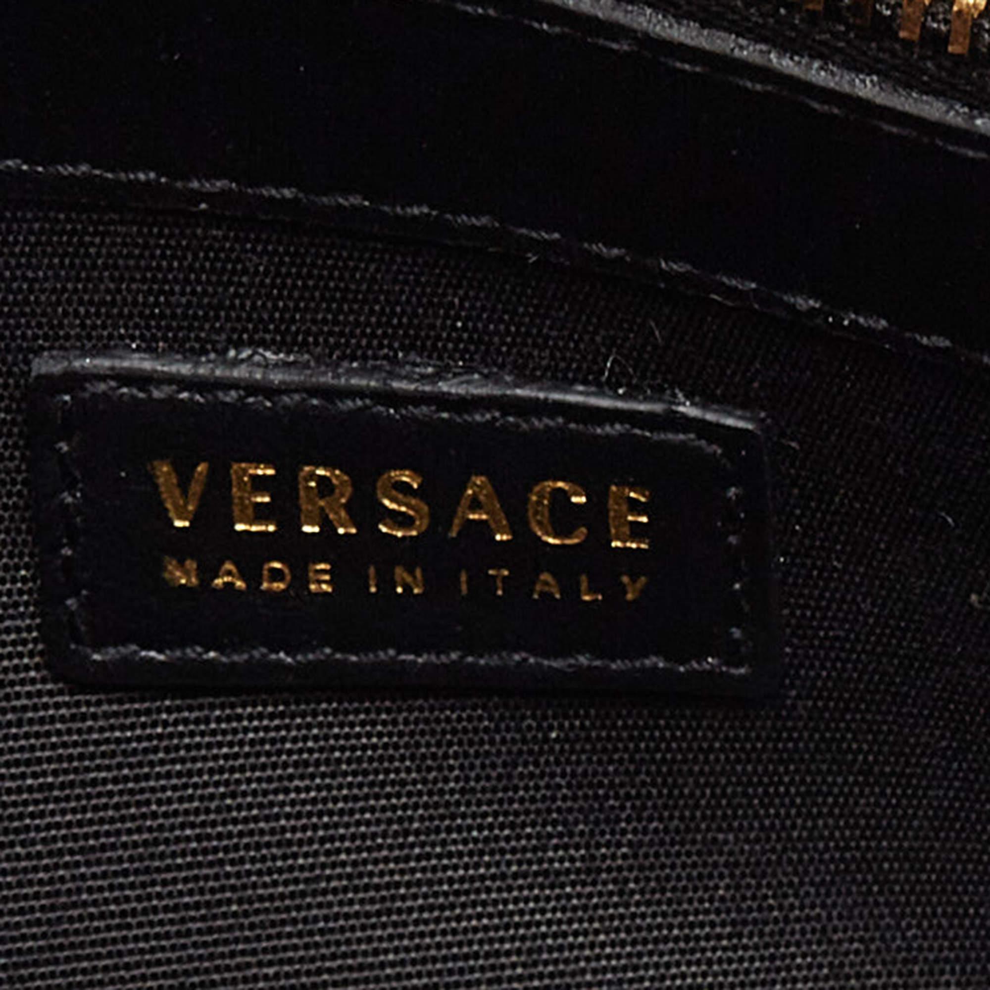Versace - Portefeuille zippé en cuir imprimé multicolore en vente 4