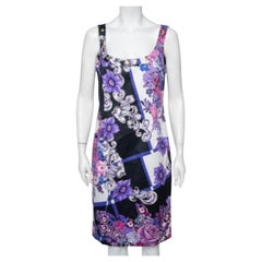 Versace Multicolor Printed Cotton Scoop Neck Sleeveless Shift Dress L