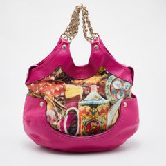 Versace Multicolor Printed Fabric and Leather Chain Shoulder Bag