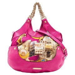 Versace Multicolor Printed Fabric and Leather Chain Shoulder Bag