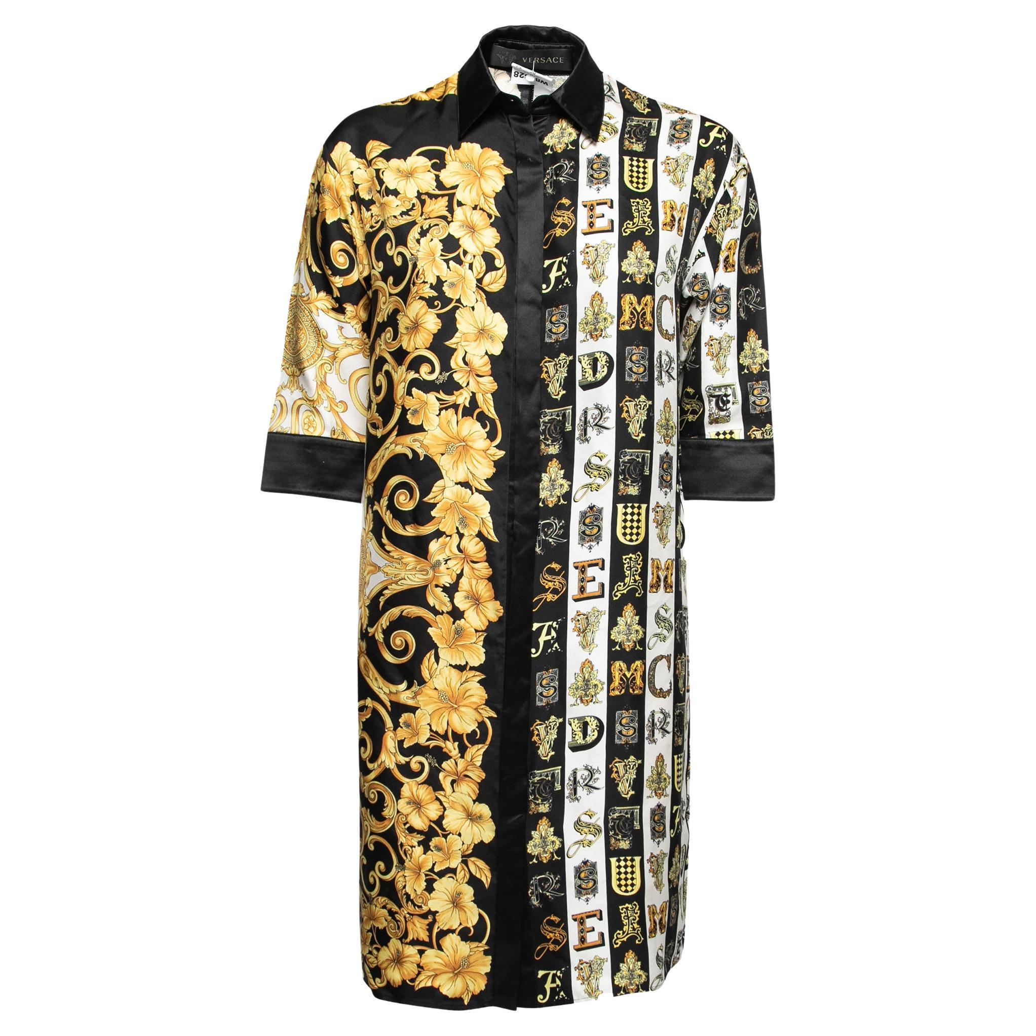 Versace Multicolor Printed Silk Short Shirt Dress XS