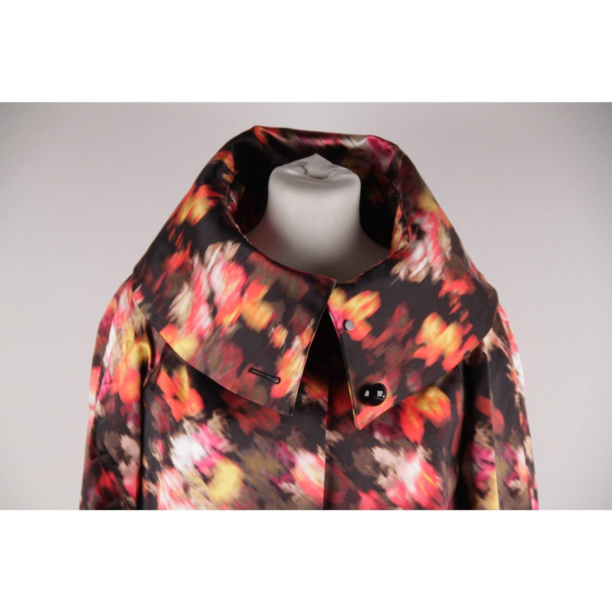 Black VERSACE Multicolor Silk SHORT SLEEVE DRESS & COAT Set SUIT Sz 40-42