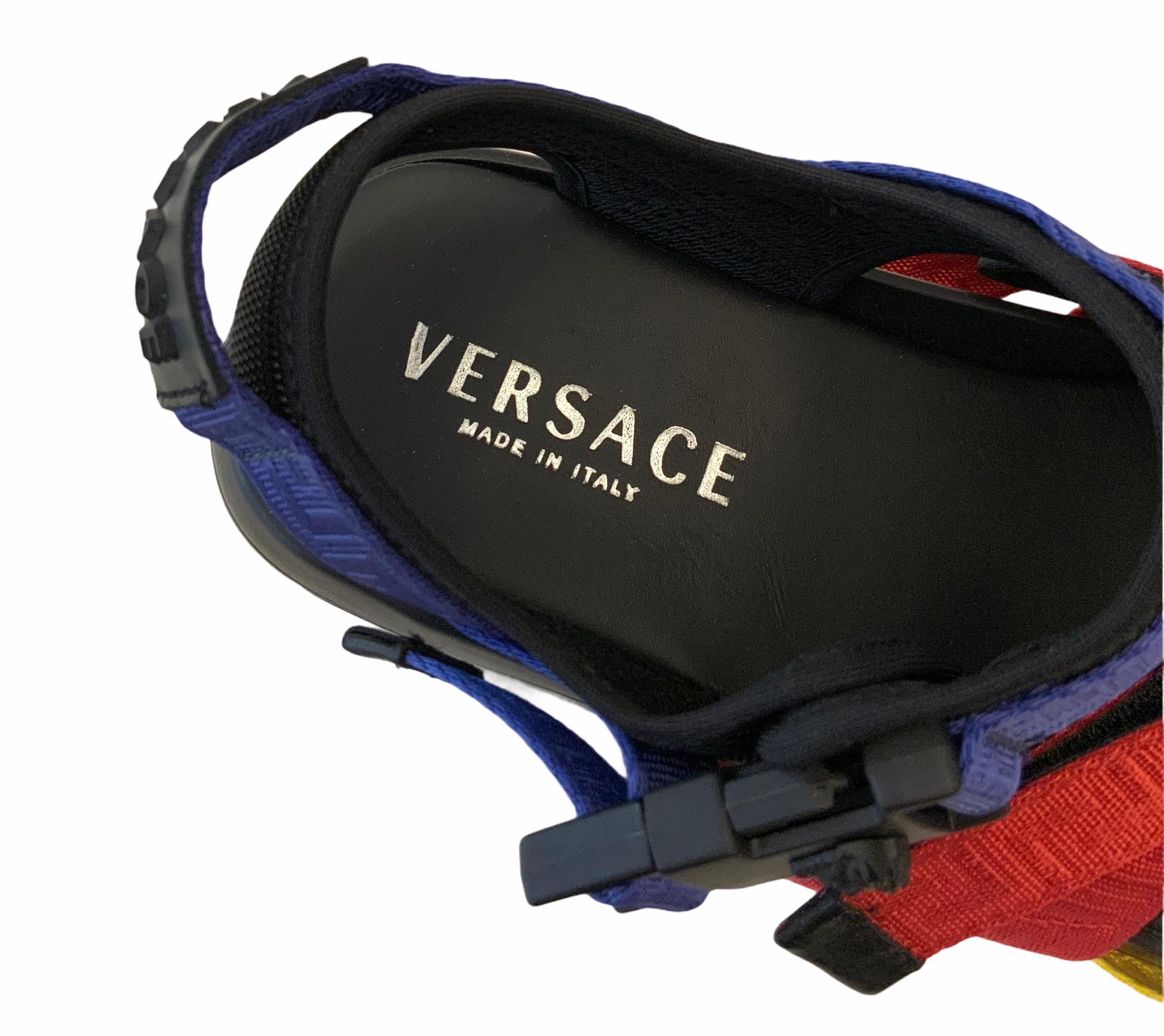 Versace Multicolor Strap Greca Sandals In Excellent Condition In Geneva, CH