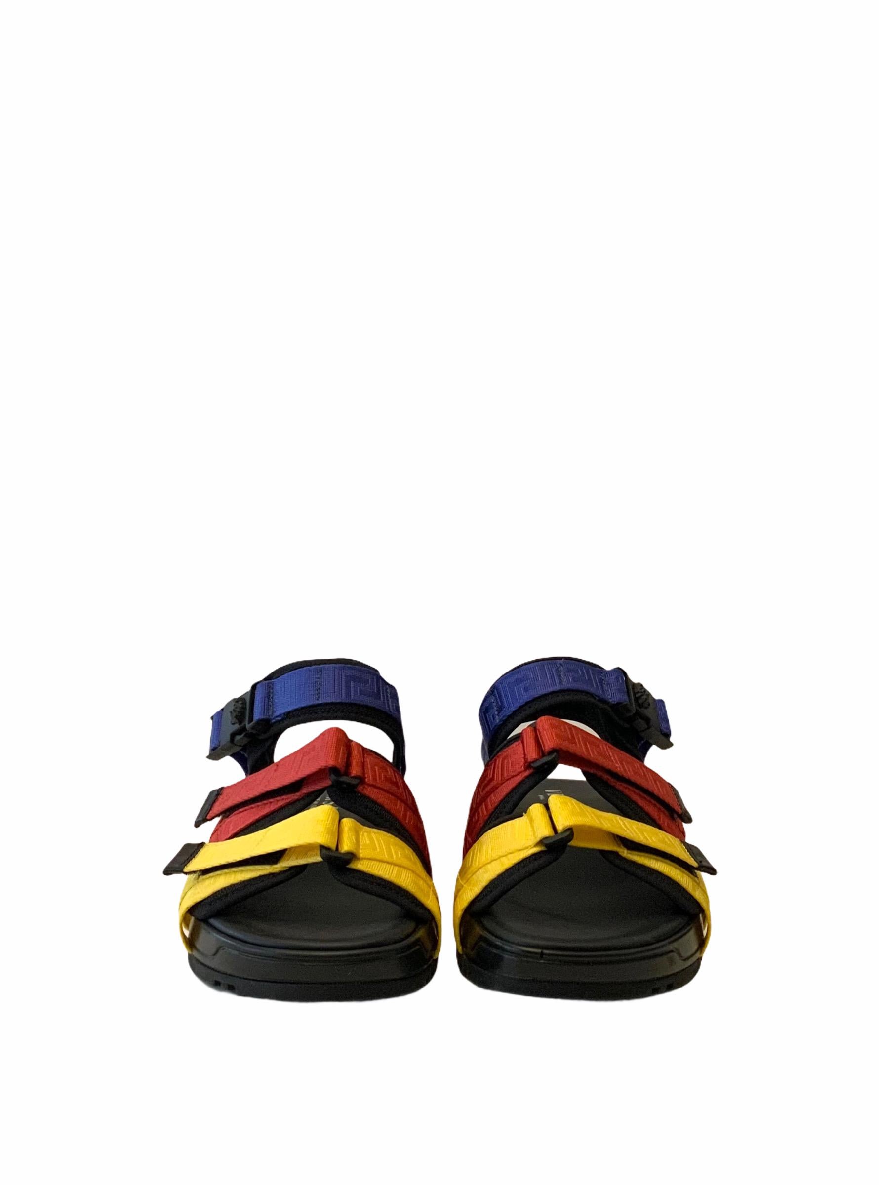 Women's or Men's Versace Multicolor Strap Greca Sandals